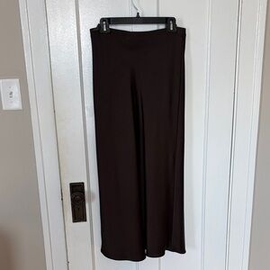 Zara midi length brown silk style skirt size small